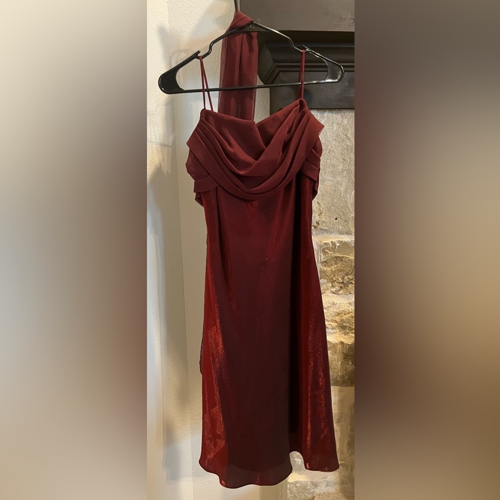 Burgundy Satin Evening Dress